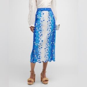 FARM Rio Flower Stripes Off White Midi Skirt S